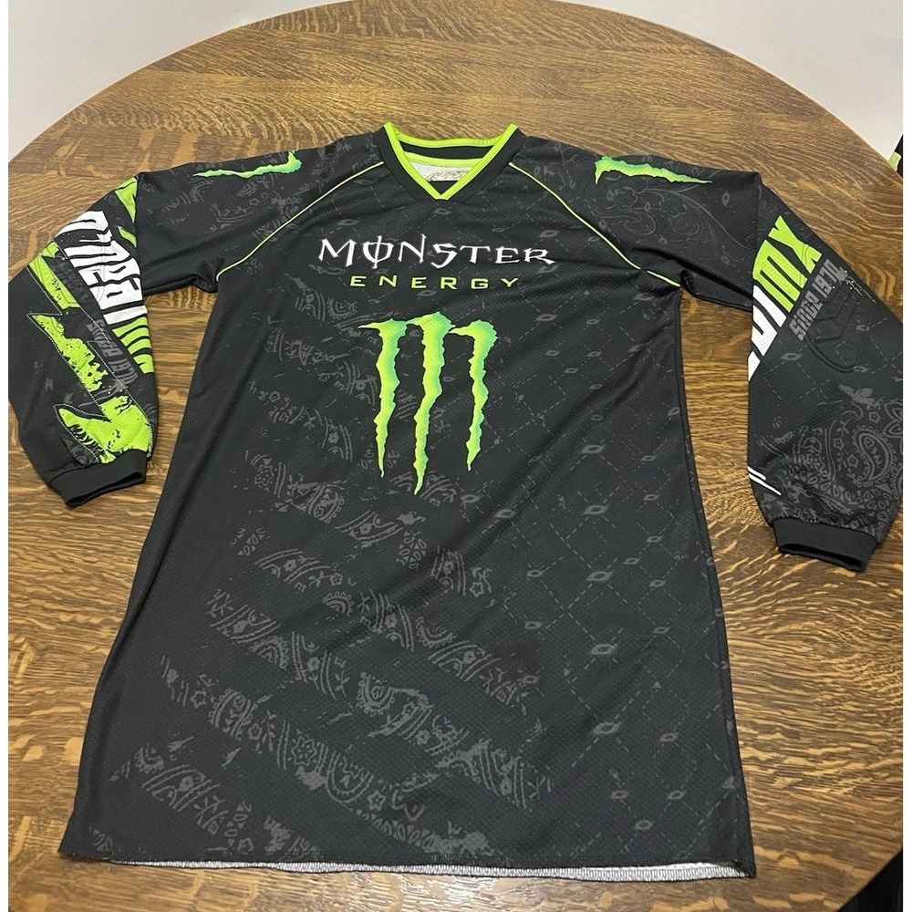O'NEAL Monster Energy Motocross Jersey Mens S Y2K MX Racing Black Green